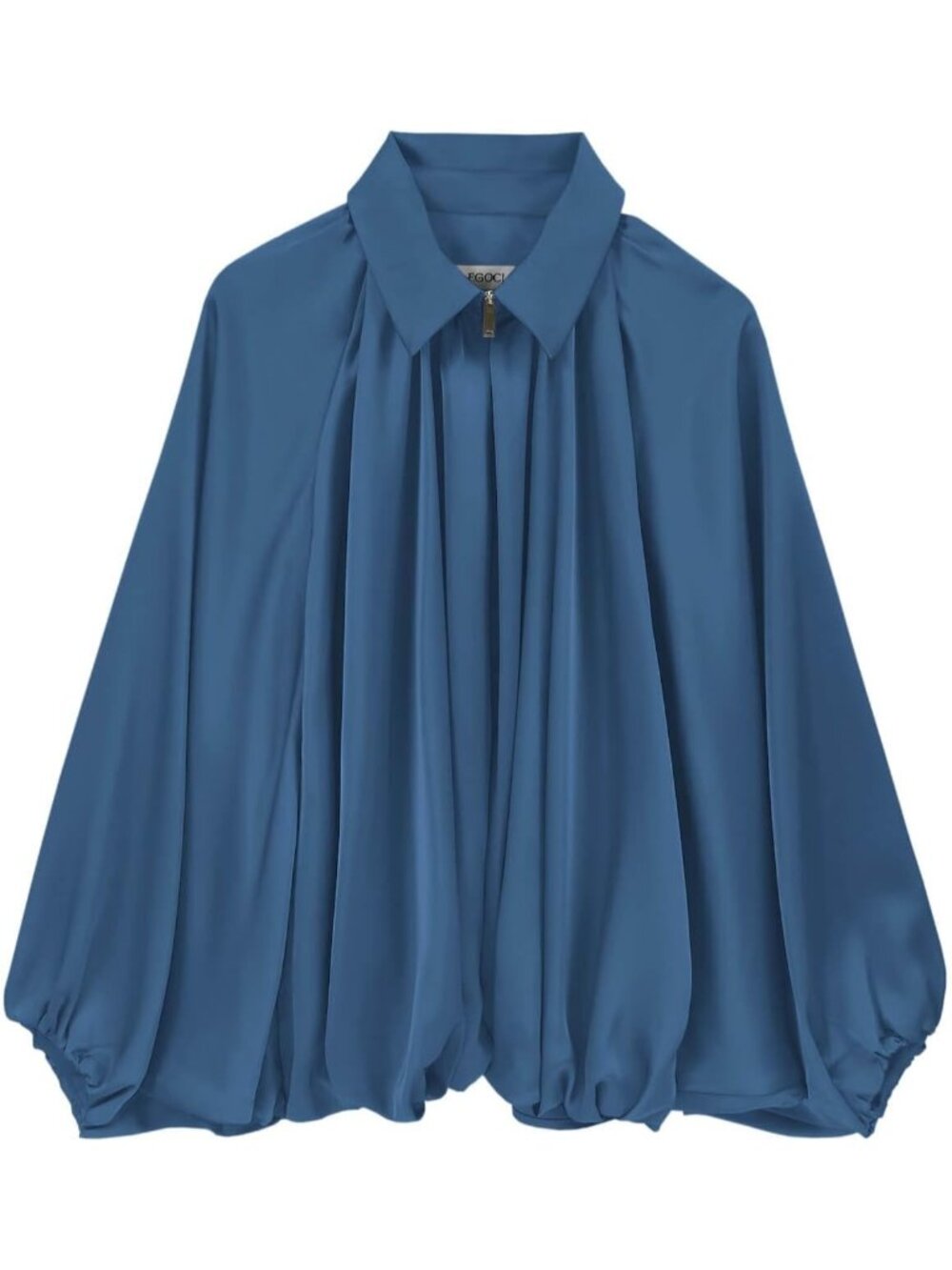Womens Blue Polyester Lapel Collar Oversized Batwing Sleeve Bomber Jacket